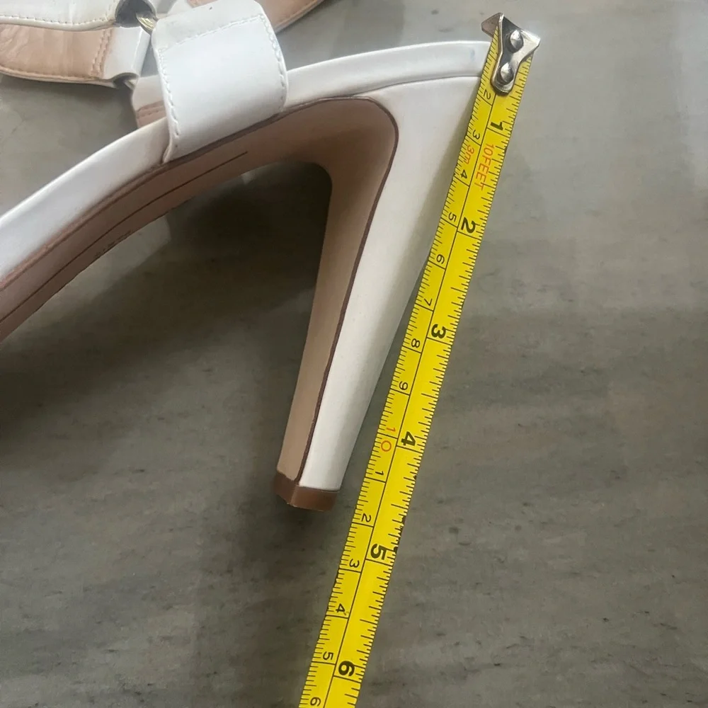 Karl Lagerfeld White Patent High Heel Sandals with Buckle
